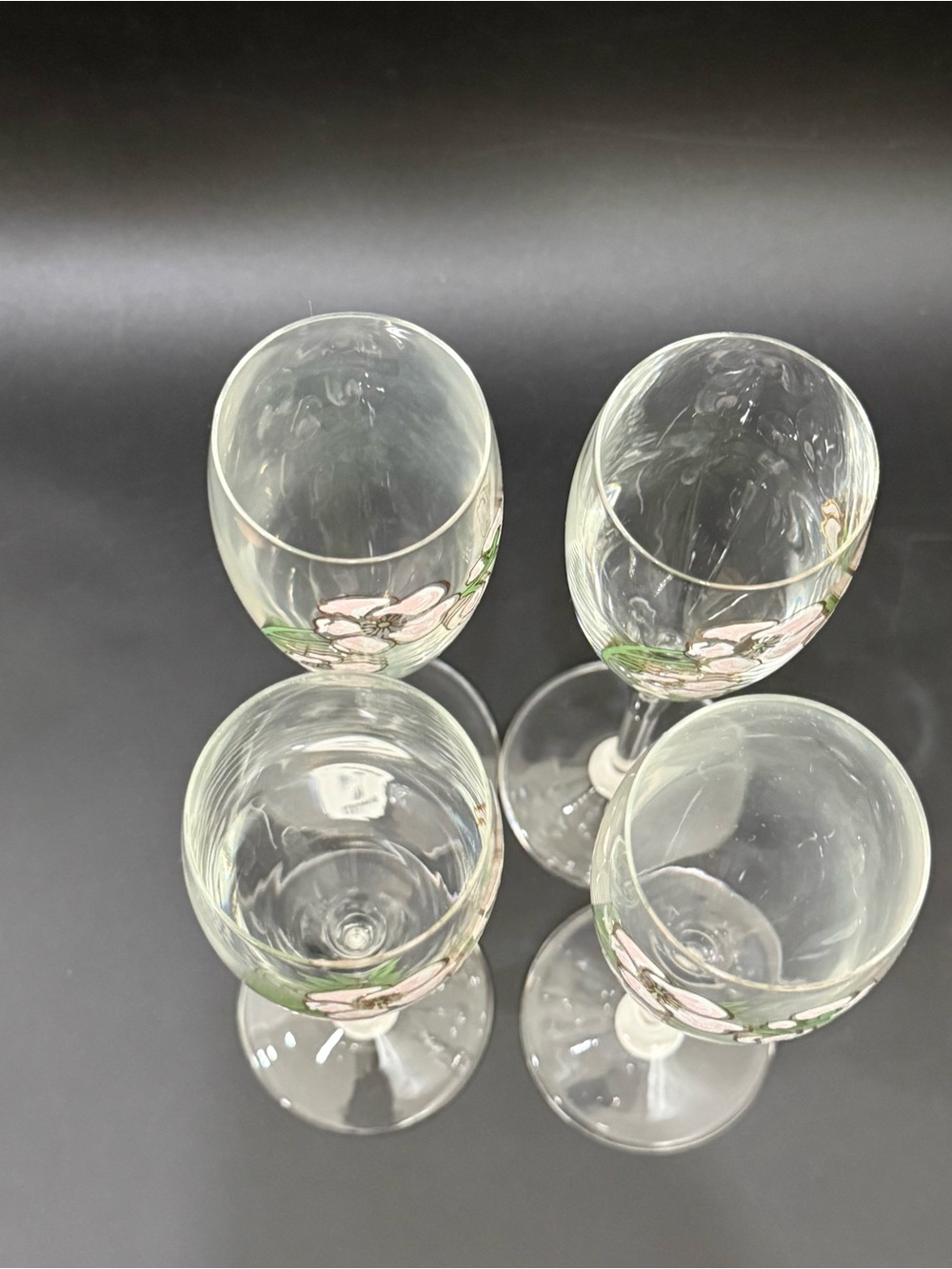 Vintage Perrier Jouet Belle Epoque 4 Champagne Flutes & Floral EMPTY Bottle Set - Picture 7 of 13